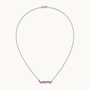Ruby and Diamond 18 in. Bar Necklace, 14K White Gold