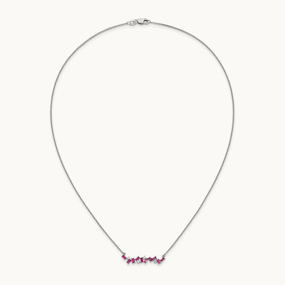 Ruby and Diamond 18 in. Bar Necklace, 14K White Gold