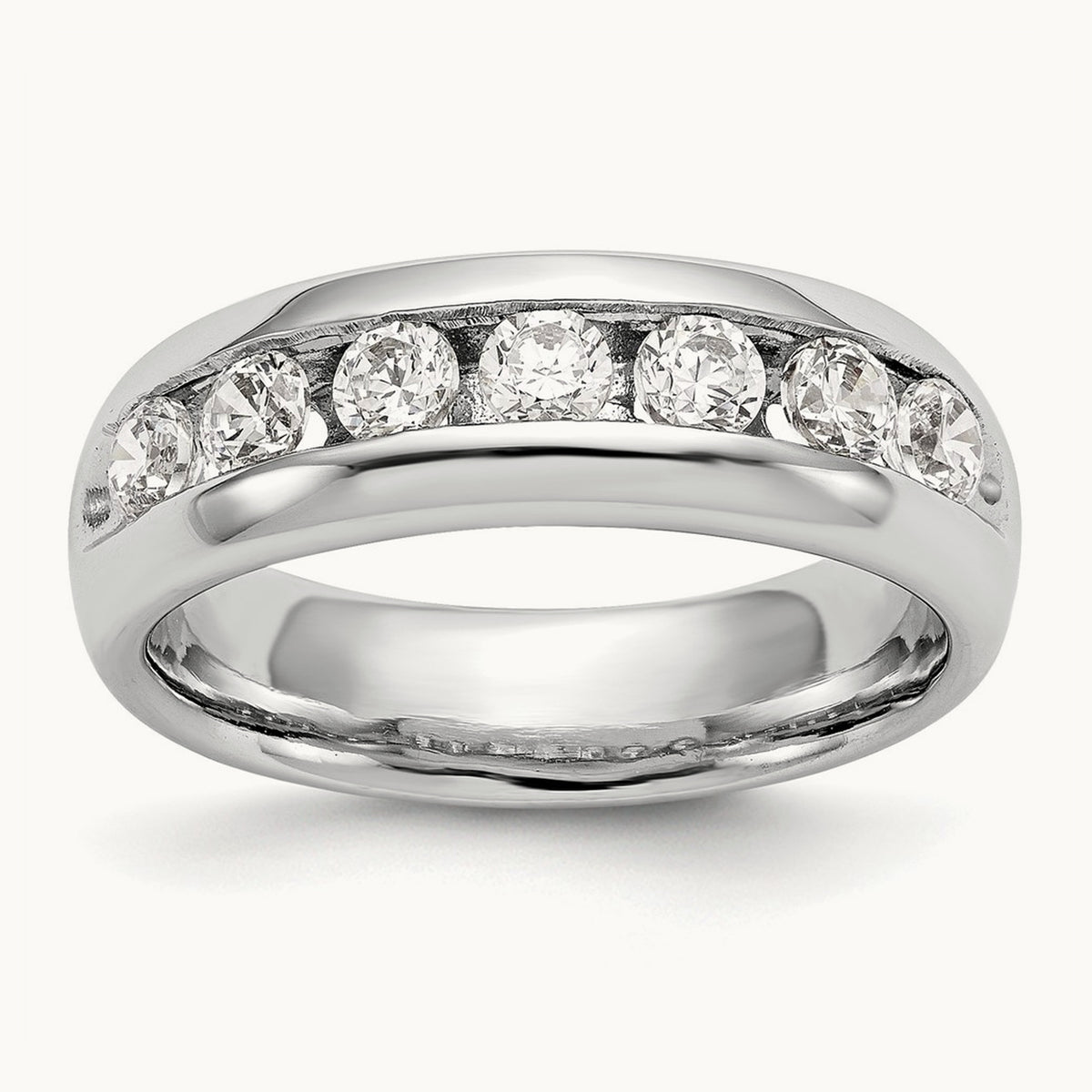 7-Stone Diamond Channel Band, 14K White Gold