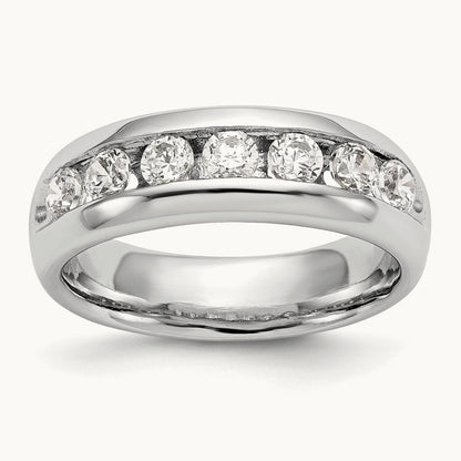 7-Stone Diamond Channel Band, 14K White Gold