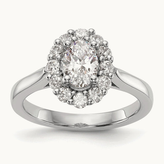 Oval Halo Engagement Semi-Mount Ring, 0.50 ct tw