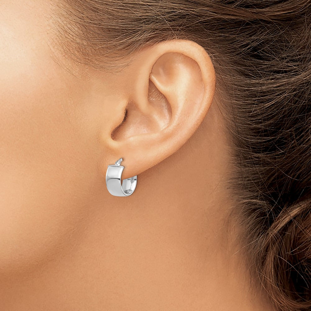 High Polished Hoop Earrings — 14K White Gold