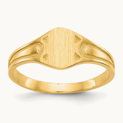 6.5x4. Closed Back Children's Signet Ring, 0mm, 14K