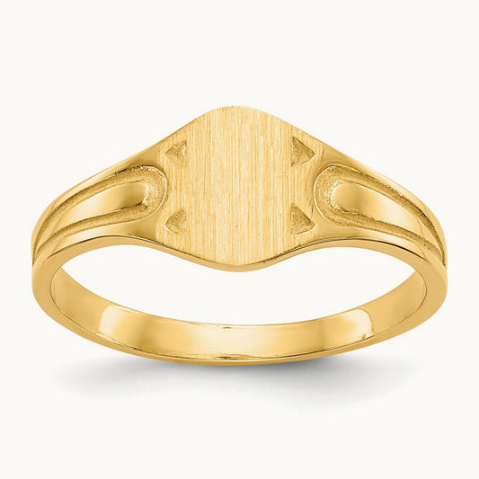 6.5x4. Closed Back Children's Signet Ring, 0mm, 14K