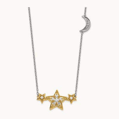 Stars with Moon Necklace, 0.20 ct tw Lab-Grown Diamond