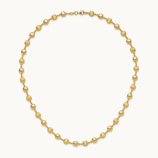 Polished and Satin Puffed Circles Necklace, 14K