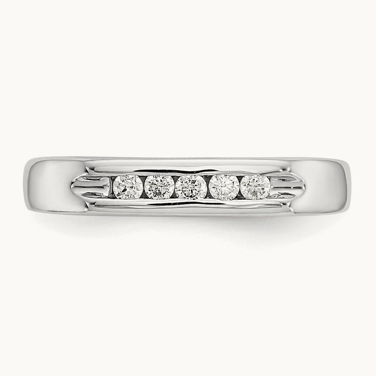 5-Stone Diamond Channel Band, 14K White Gold