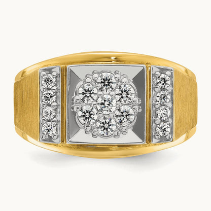 IBGoodman Men's Polished and Satin Diamond Cluster Ring, 14K Two-tone