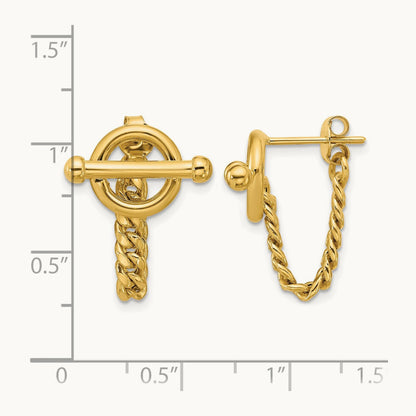 Polished Toggle Chain Post Earrings, 14K — Leslie's