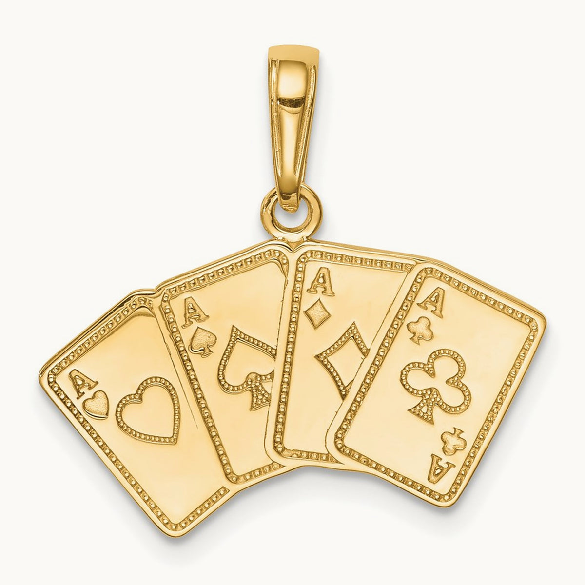 Aces Playing Cards Pendant, 14K