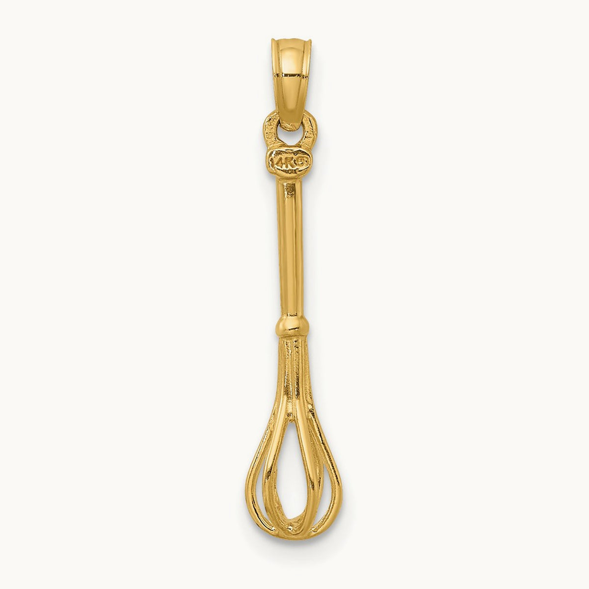 3-D Polished Whisk Charm, 14K