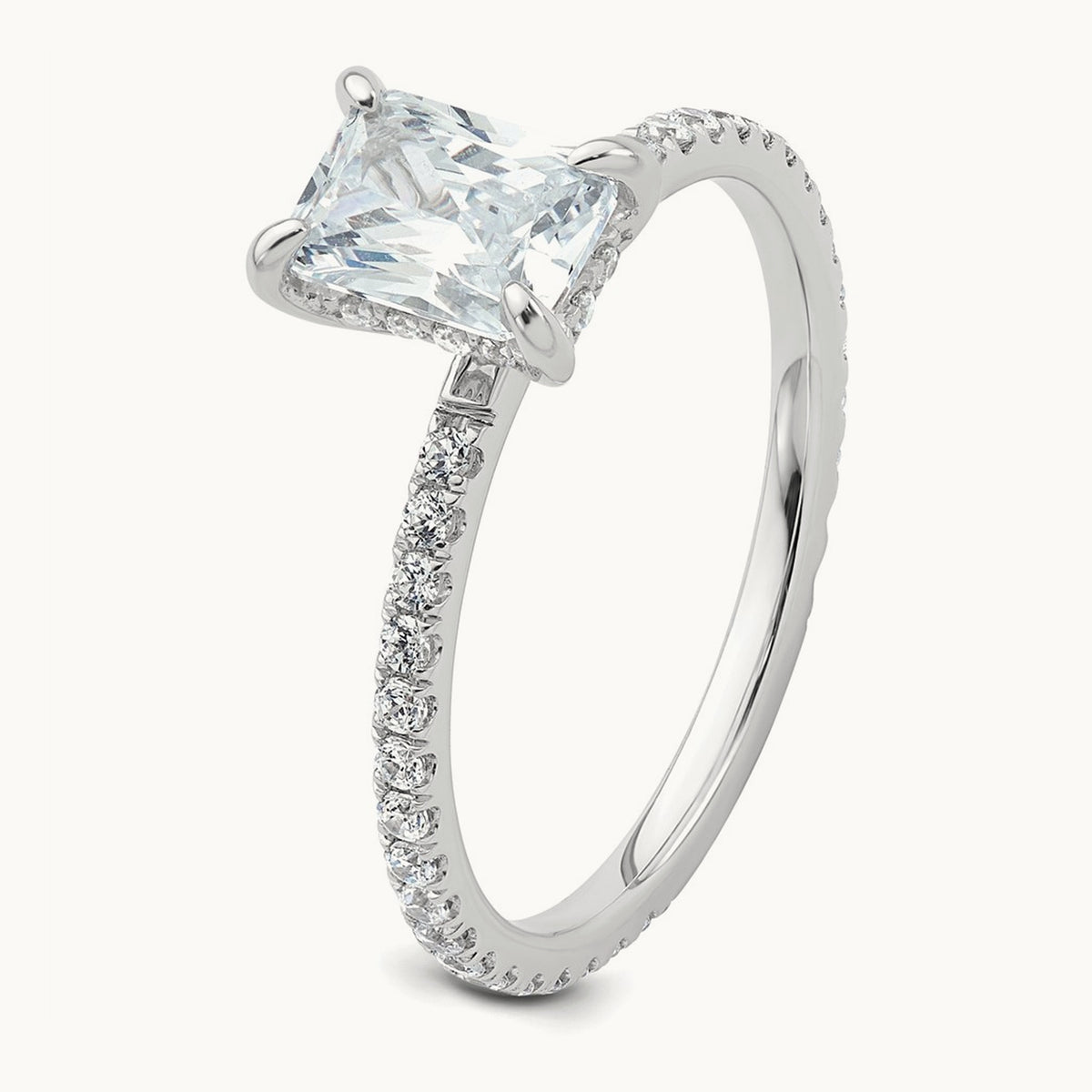 Solitaire with Flair Engagement Ring, 1.25-2.25 ct tw Lab-Grown Diamond — 1 1/3 ct, 14K White Gold