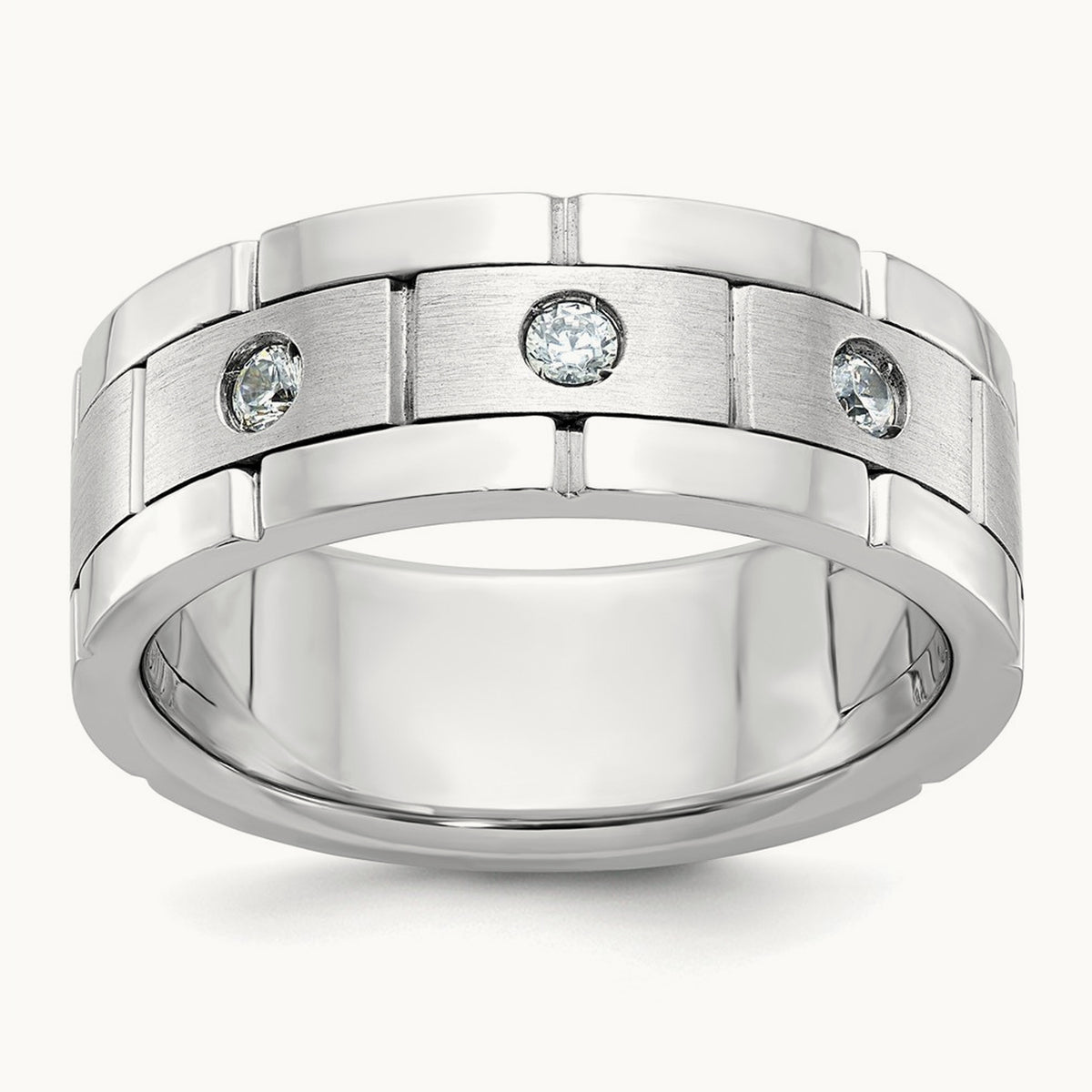 3 Stone Men's Ring, 0.15 ct tw Lab-Grown Diamond