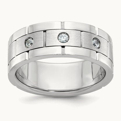 3 Stone Men's Ring, 0.15 ct tw Lab-Grown Diamond