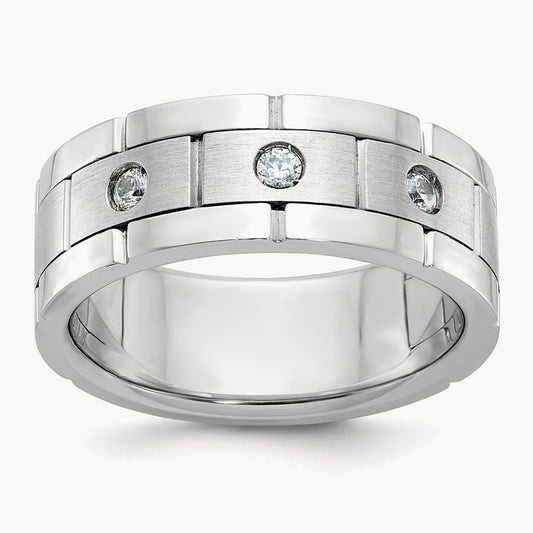 3 Stone Men's Ring, 0.15 ct tw Lab-Grown Diamond