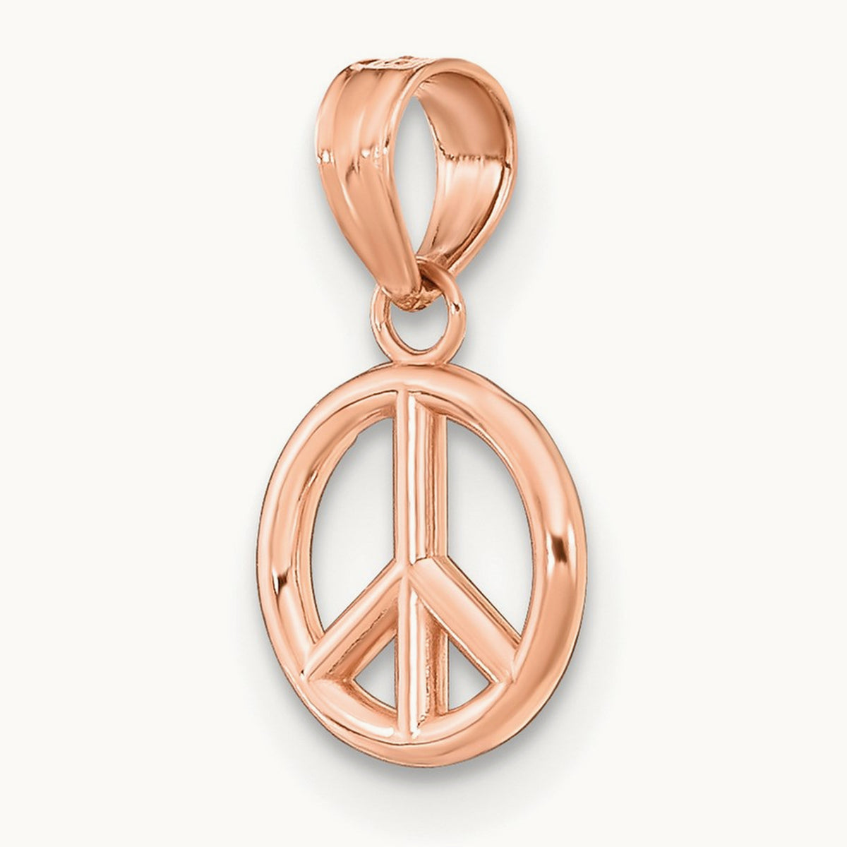 3-D Peace Symbol Charm — 14K Rose Gold, 14mm
