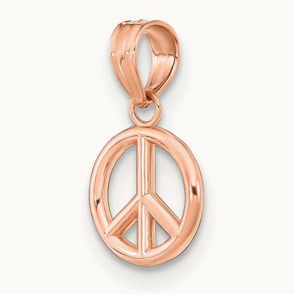 3-D Peace Symbol Charm — 14K Rose Gold, 14mm