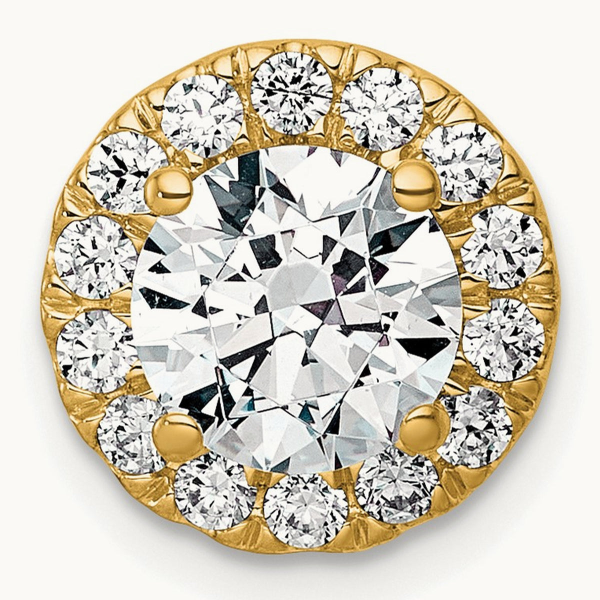 Round Halo Chain Slide Pendant, 0.25-5.00 ct tw Lab-Grown Diamond — 1 7/8 ct, 14K Yellow Gold