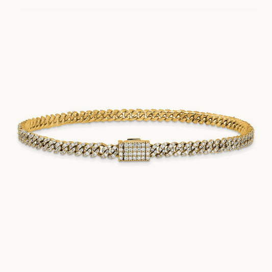 4mm Pavé Cuban Link Bracelet, 2.00 ct tw Lab-Grown Diamond