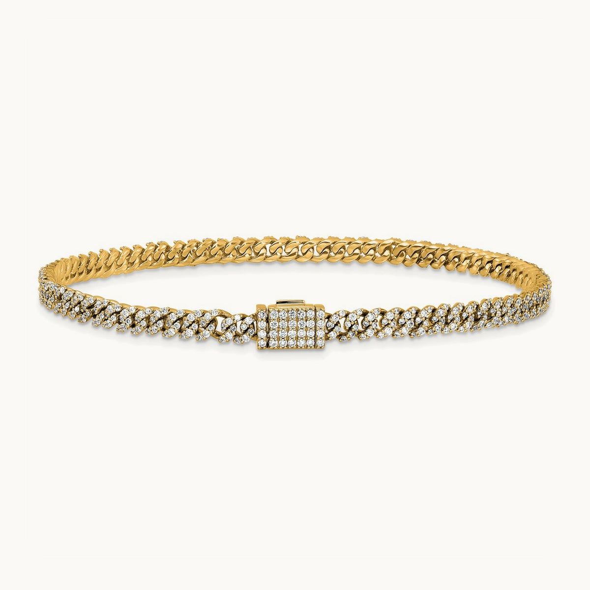 4mm Pavé Cuban Link Bracelet, 2.00 ct tw Lab-Grown Diamond