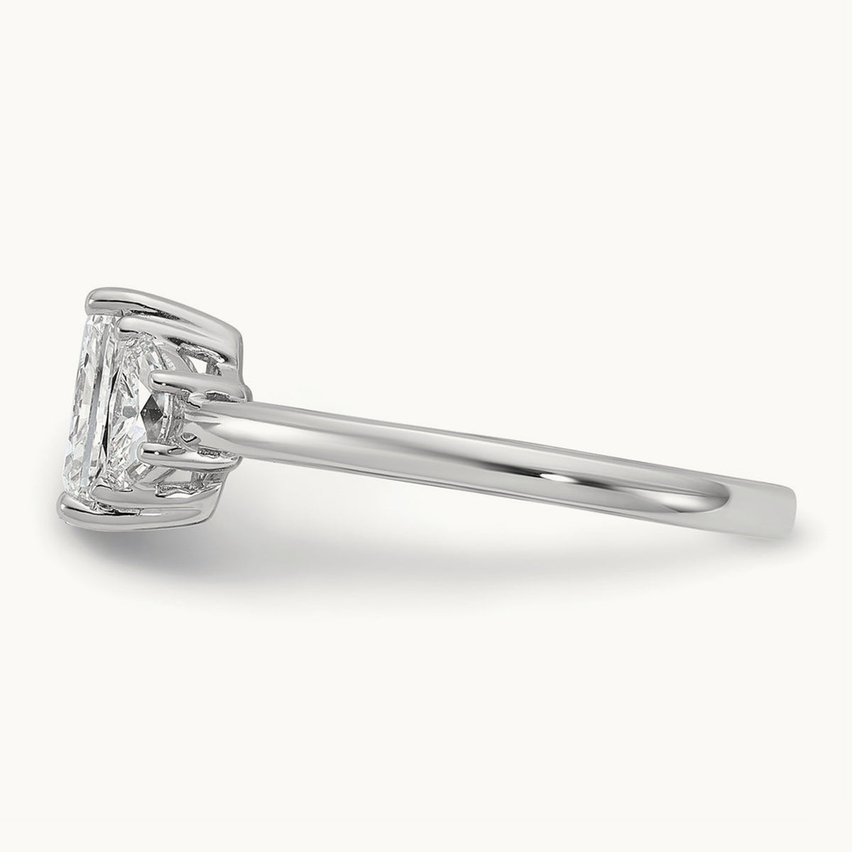 Radiant & 1/2 Moon Engagement Ring, 1.25-4.00 ct tw Lab-Grown Diamond — 1 3/8 ct, 14K White Gold