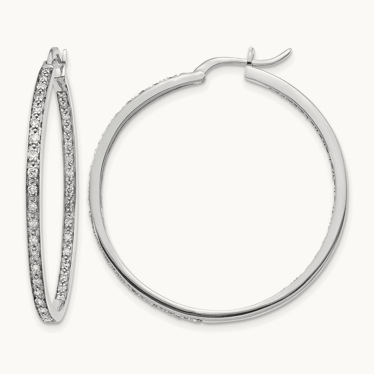 In/Out Hoop Earrings, 0.50-0.75 ct tw Lab-Grown Diamond — 5/8 ct, 14K White Gold