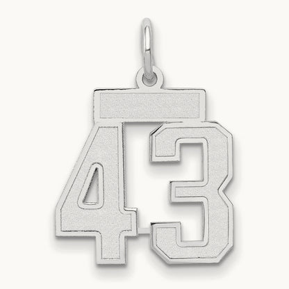 Small Satin Number 43 Charm, 14K White Gold
