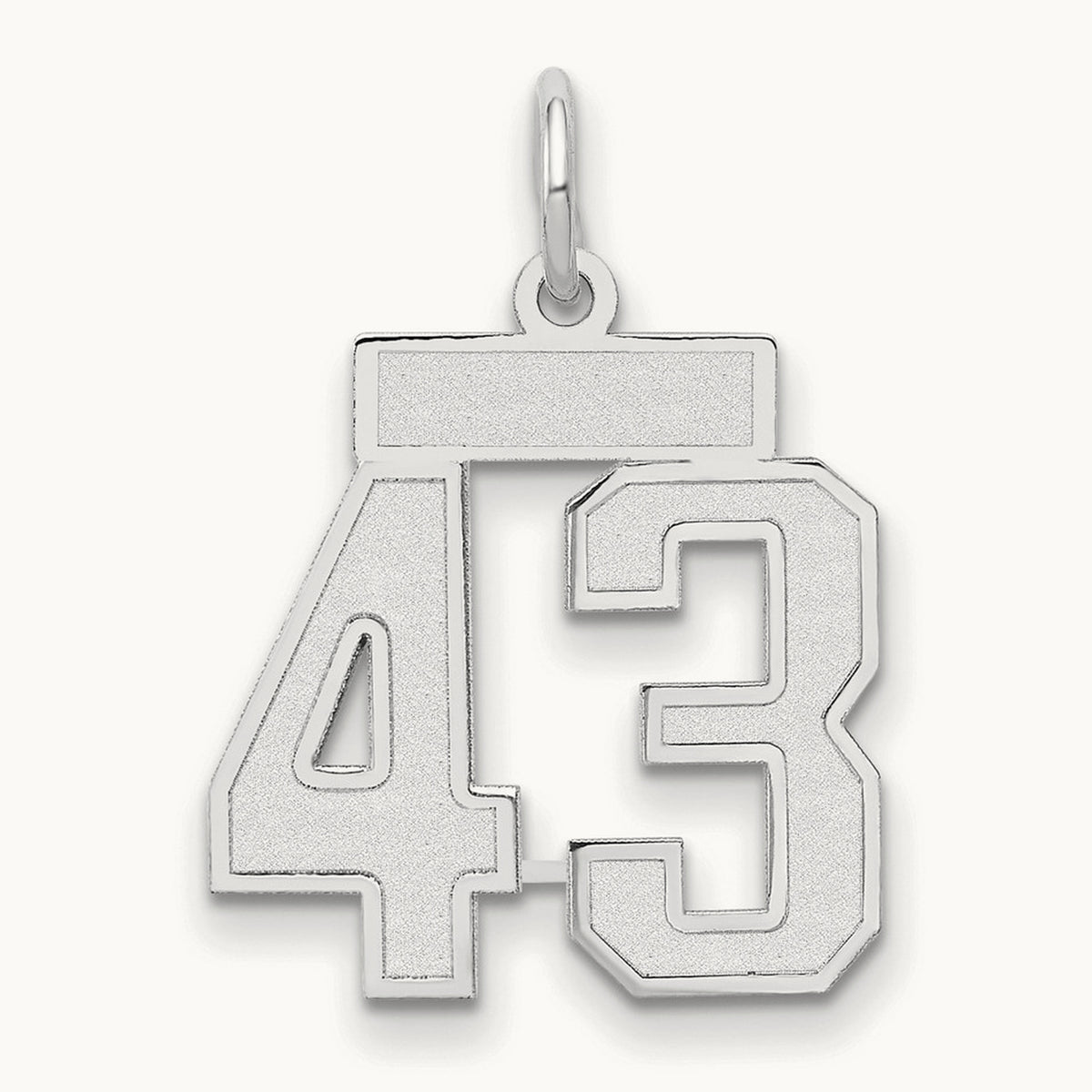 Small Satin Number 43 Charm, 14K White Gold