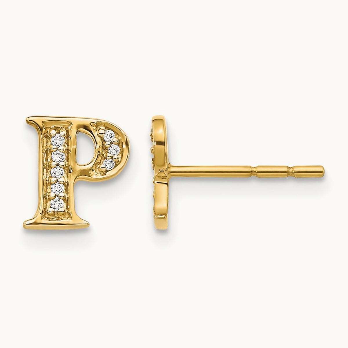 Diamond Earrings — 14K Yellow Gold, 8mm, P