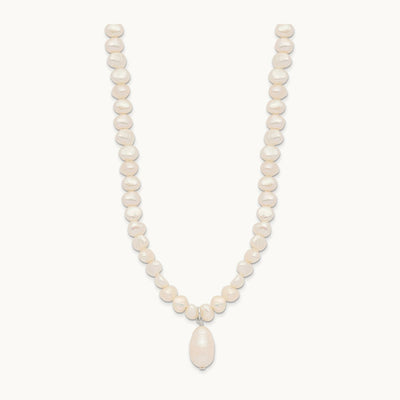 FW Cultured Pearl Drop 18in Necklace, Sterling Silver