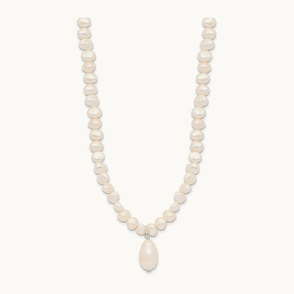 FW Cultured Pearl Drop 18in Necklace, Sterling Silver