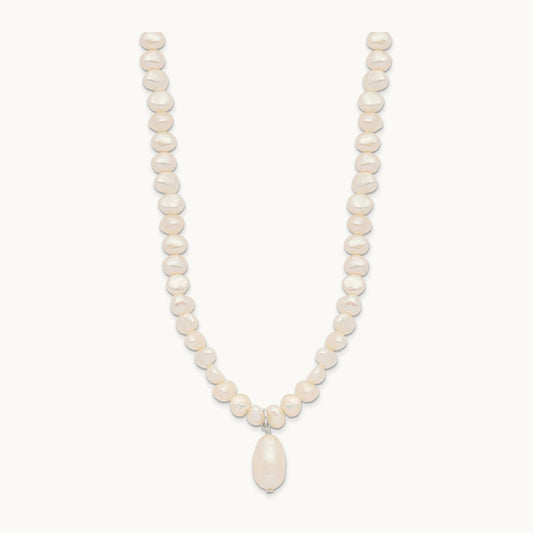 FW Cultured Pearl Drop 18in Necklace, Sterling Silver