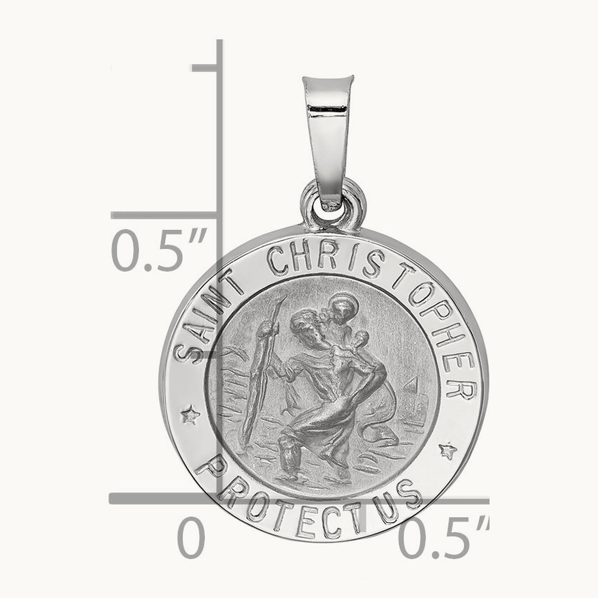 Polished/Satin St Christopher Medal Hollow Pendant — 21.2mm