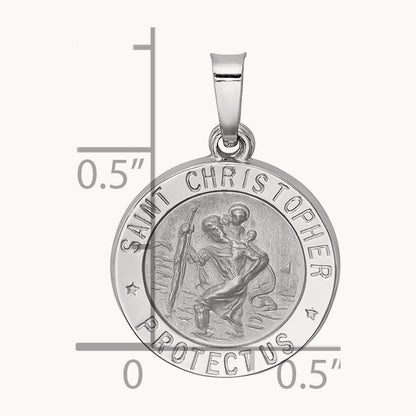 Polished/Satin St Christopher Medal Hollow Pendant — 21.2mm