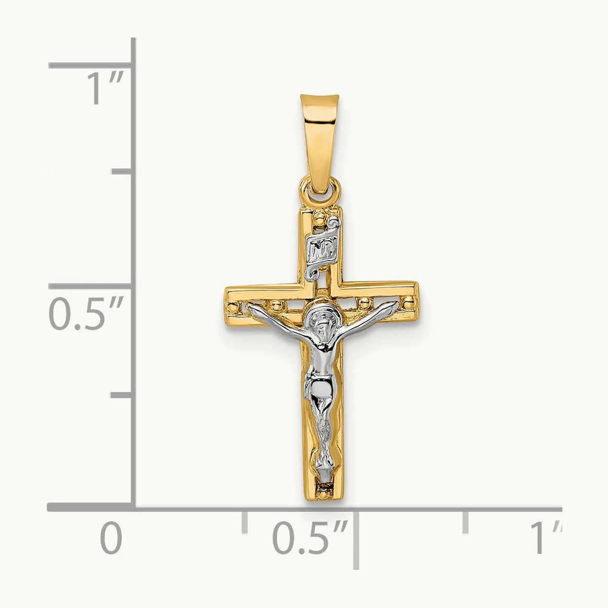 Polished Solid INRI Crucifix Pendant — 24.2mm