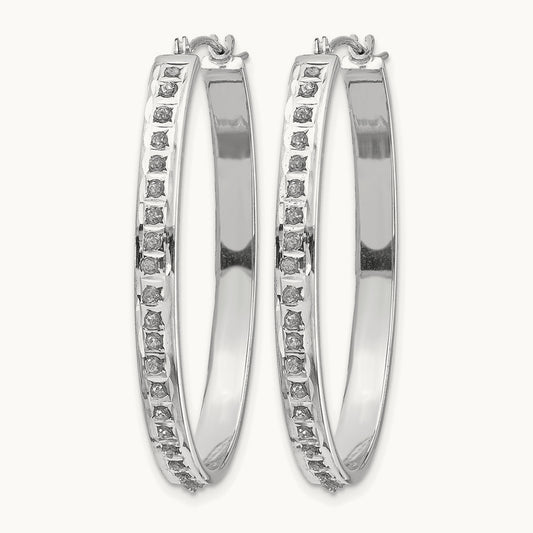 WG Diamond Fascination Diamond Dust/Accent Oval Hoop Earrings, 14K