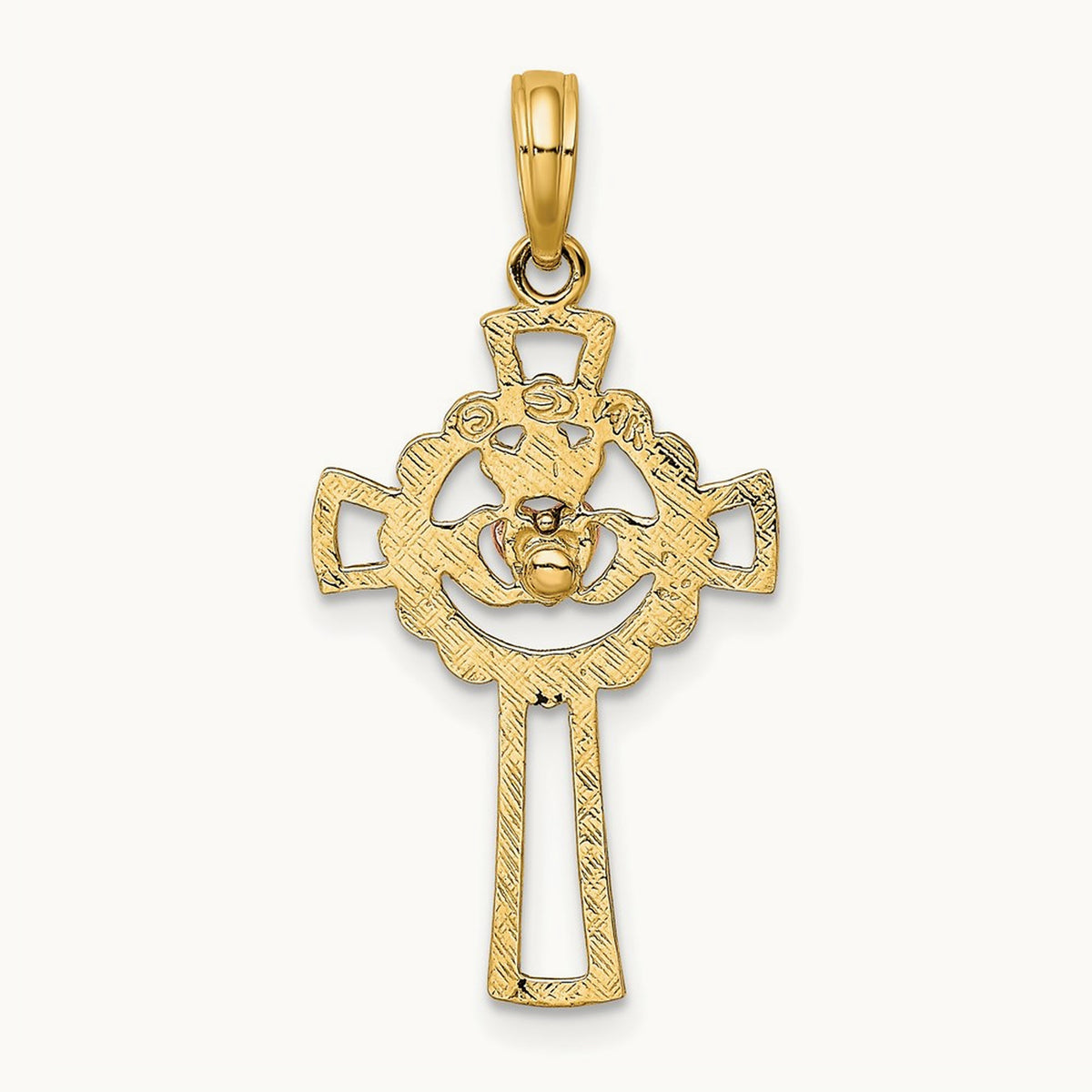 Claddagh Cross Charm — 14K Two-Tone Gold, 27.8mm
