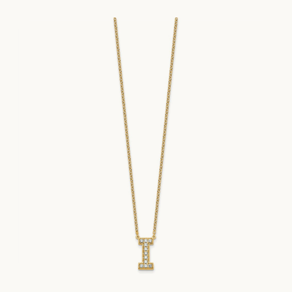 Initial Necklace — 14K Yellow Gold, I, 1/4 ct
