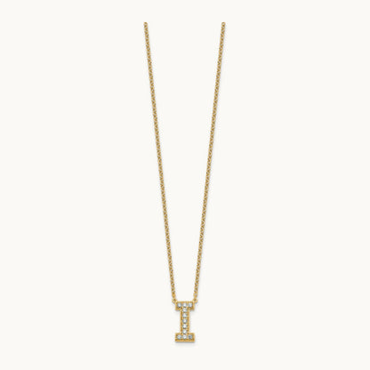 Initial Necklace — 14K Yellow Gold, I, 1/4 ct