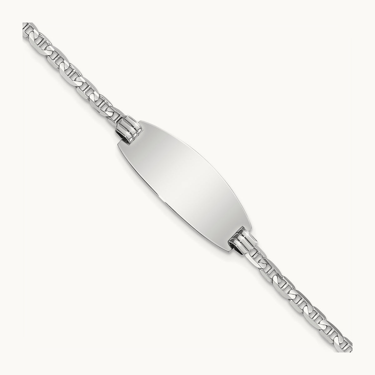 Oval Anchor ID Bracelet — 14K White Gold, 7mm