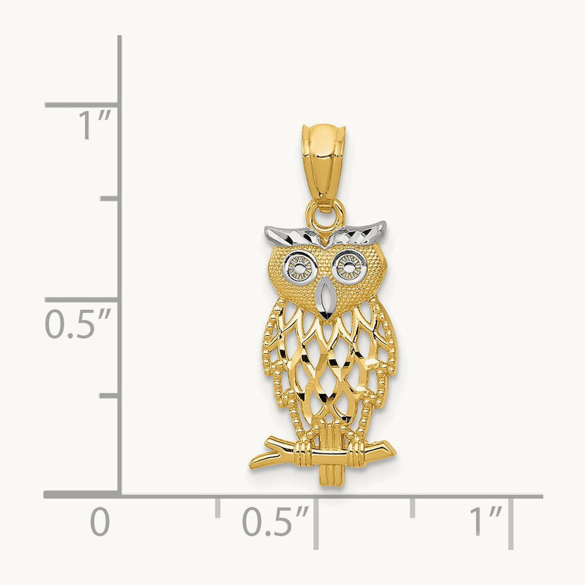 w/ Rhodium Owl Pendant, 14K