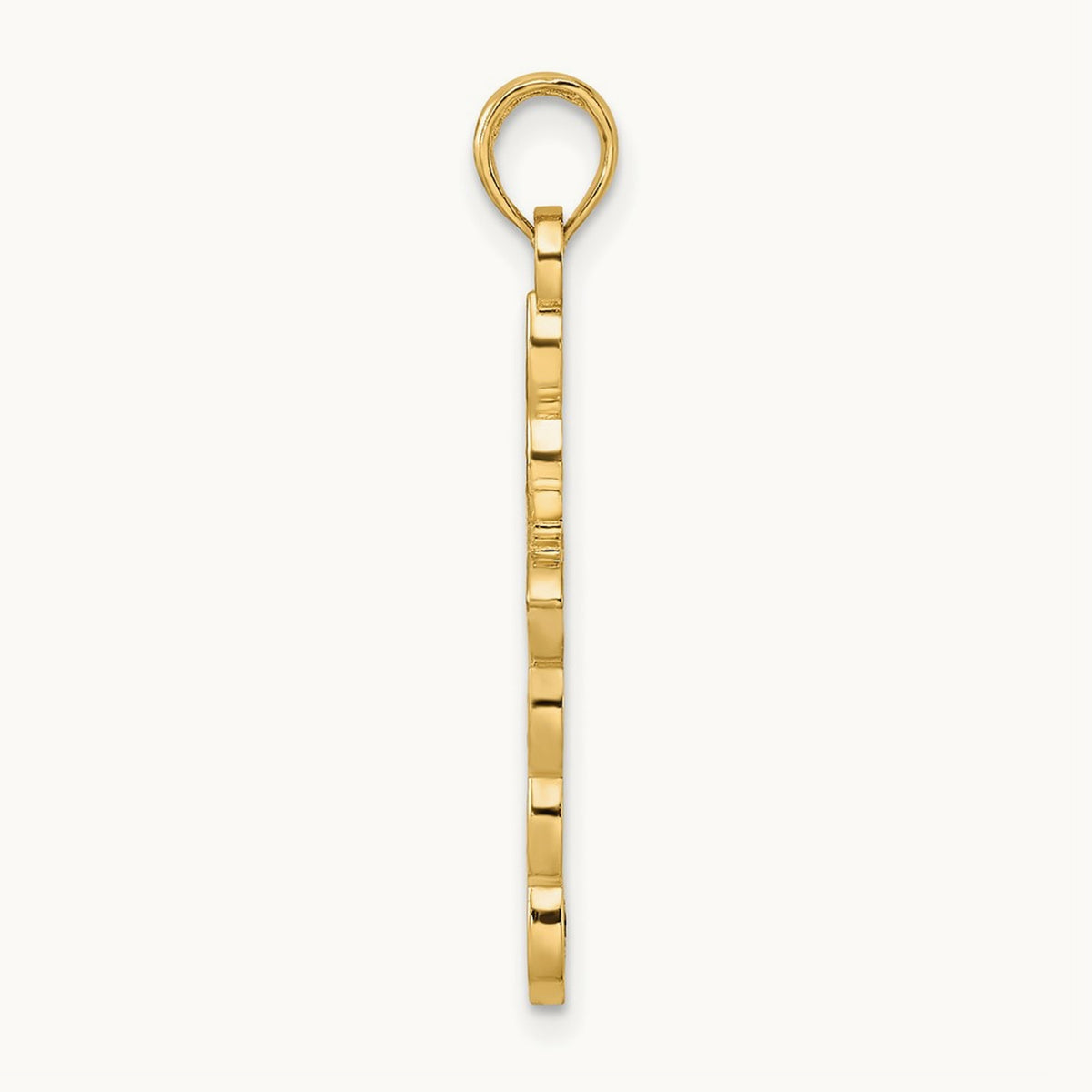 Polished & Beaded Design Cross Pendant, 14K