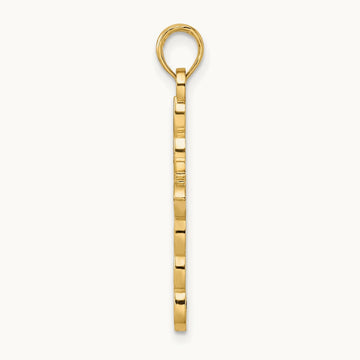 Polished & Beaded Design Cross Pendant, 14K