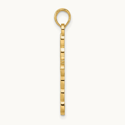 Polished & Beaded Design Cross Pendant, 14K