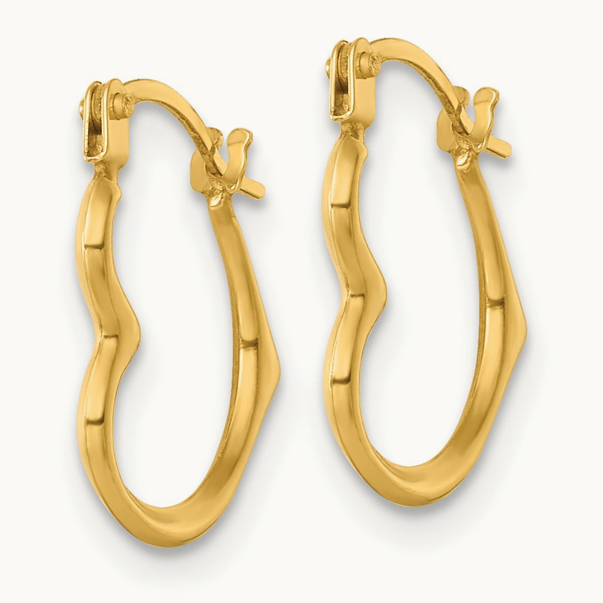 Polished Heart Shape Hoop Earrings, 14K