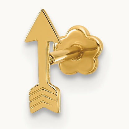 18 Gauge Polished Arrow Cartilage Body Jewelry, 14K