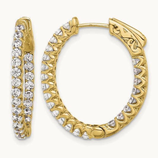 1.6ct 46- In/Out Oval Hoop w/ Safety Clasp Diamond Earrings, 2.0mm, 14K