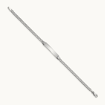 WG Polished Semi-Solid Cuban Link ID Bracelet, 14K