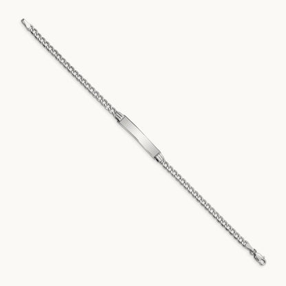 WG Polished Semi-Solid Cuban Link ID Bracelet, 14K