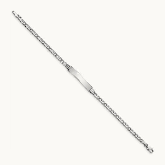 WG Polished Semi-Solid Cuban Link ID Bracelet, 14K